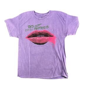 Red Hot Chili Peppers 90s Alternative Band T-Shirt Purple Messy Lips L Unisex